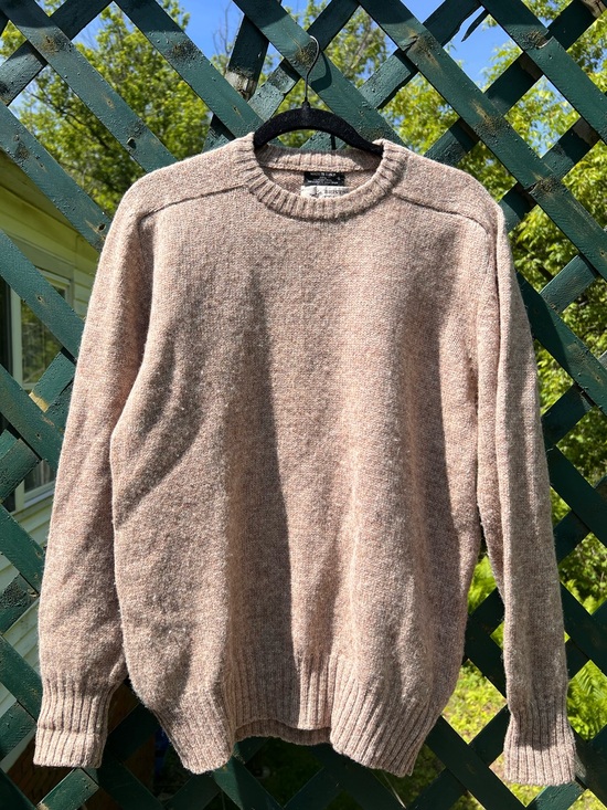 Bristol County Sweaters - 100% Shetland Wool Crewneck Sweater in Taupe
